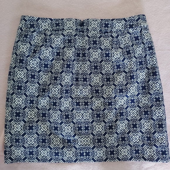 J Crew Jacquard Blue and White Mini Skirt, Size 4. NEW - Picture 4 of 8